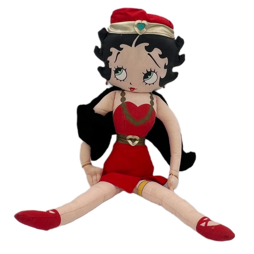 Betty Boop Plush Doll 18" Dakin Princess Red Dress Crown Fur Wrap‎ VTG 1994